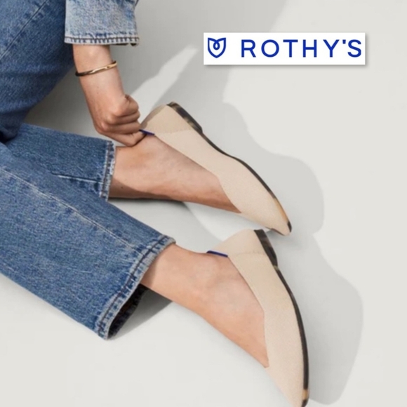 Rothy's The Point Flats In Ecru Beige Size 7.5 - Picture 3 of 16